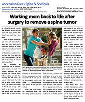 successful return to action after spine tumor removal in texas, houston, austin, waco, san antonio